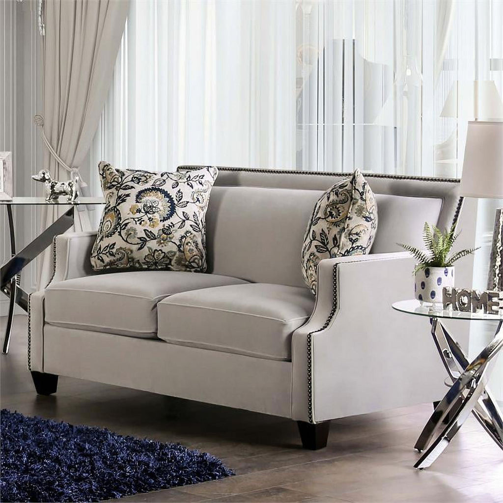 Light Gray 2-Piece Fabric Sofa Set S583
