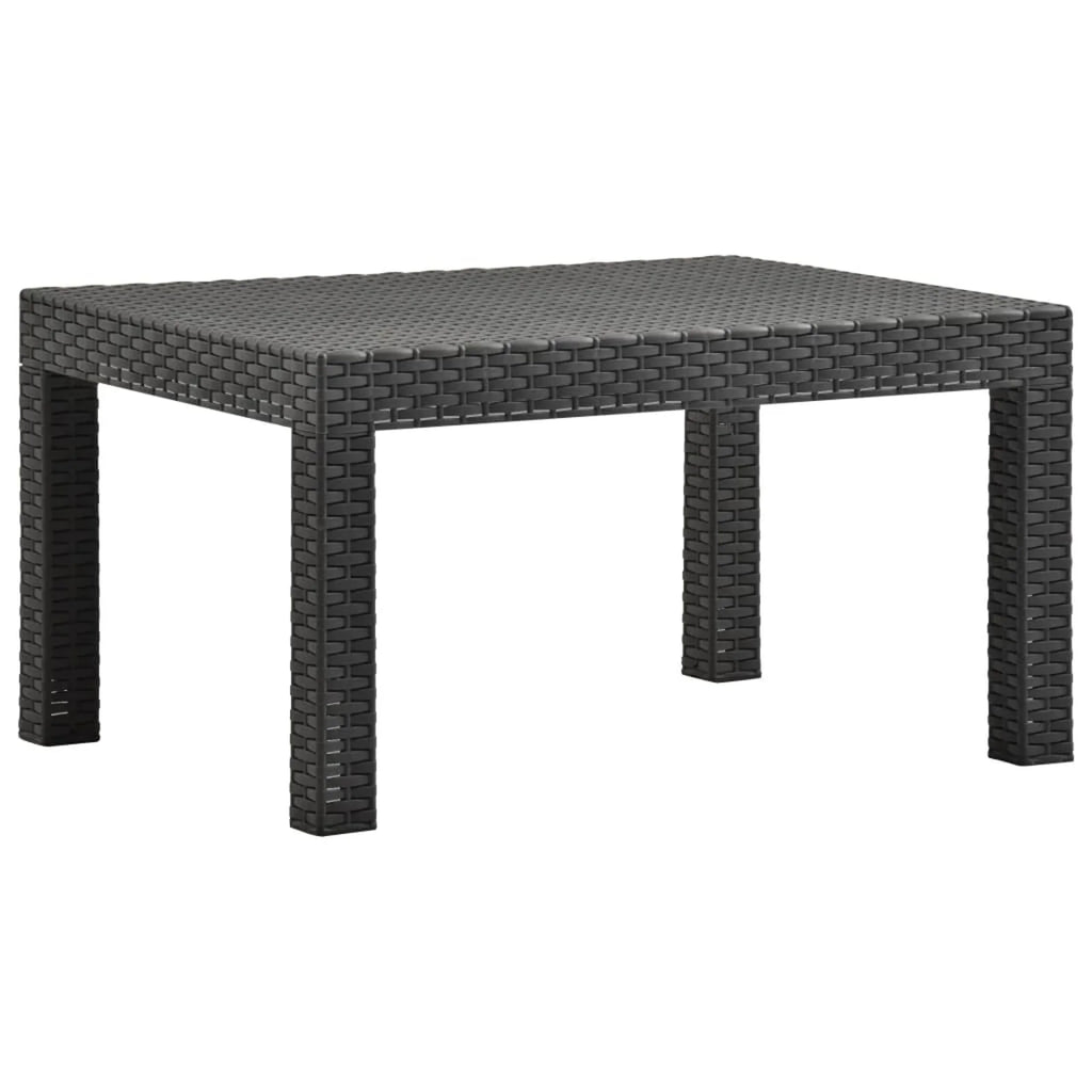 2 Piece Patio Lounge Set with Cushions Sofa Chair Coffee Table PP Rattan Anthracite Outdoor Sectional Sofa Set J95171