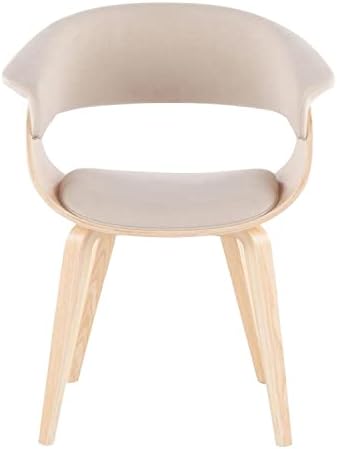 Vintage Mid-Century Modern Dining Accent Chair Fabric Natural Wood Cream Z74748