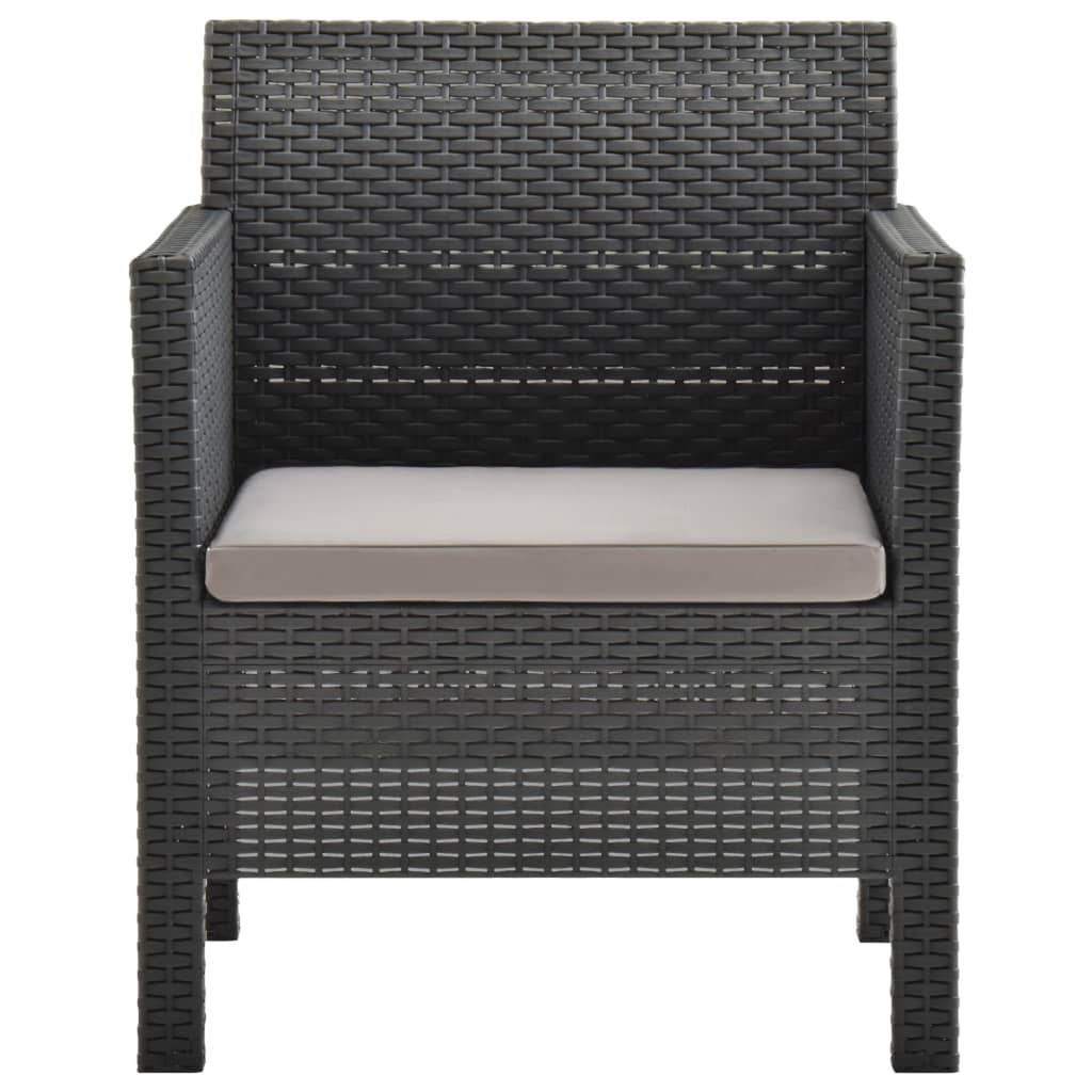 2 Piece Patio Lounge Set with Cushions Sofa Chair Coffee Table PP Rattan Anthracite Outdoor Sectional Sofa Set J95171