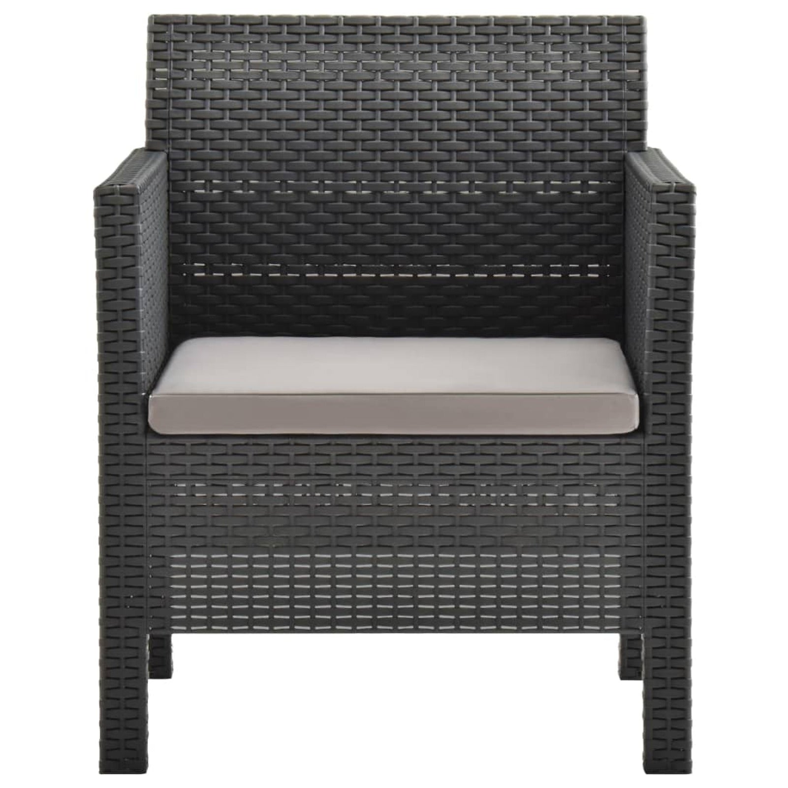 2 Piece Patio Lounge Set with Cushions Sofa Chair Coffee Table PP Rattan Anthracite Outdoor Sectional Sofa Set J95171