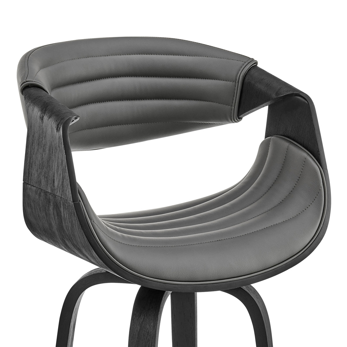 Gray and Black Swivel Counter Stool with Leatherette Bucket Seat I34293