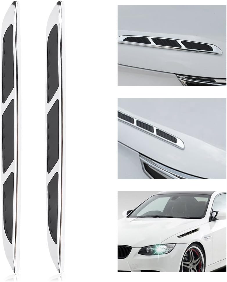 2pcs Car Hood Side Air Flow Vent Cover Grille Decorative Trim Sticker W56743