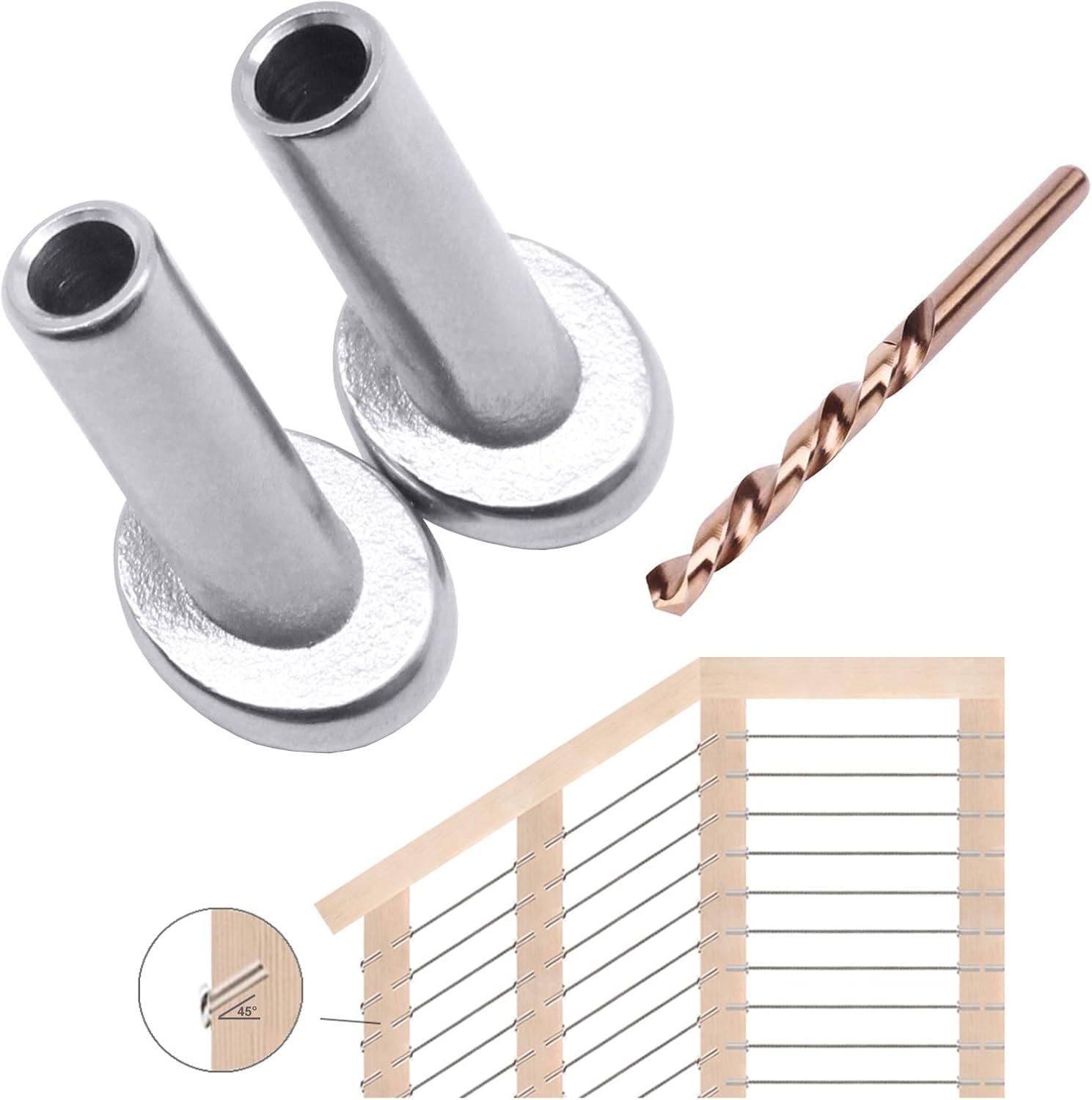 40 Pack T316 Stainless Steel Angle Protector Sleeves for Wire Rope Cable Railing A27695
