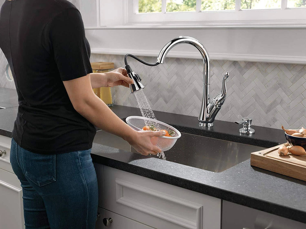Single Handle Pull-Down Kitchen Faucet with Soap Dispenser Chrome R372