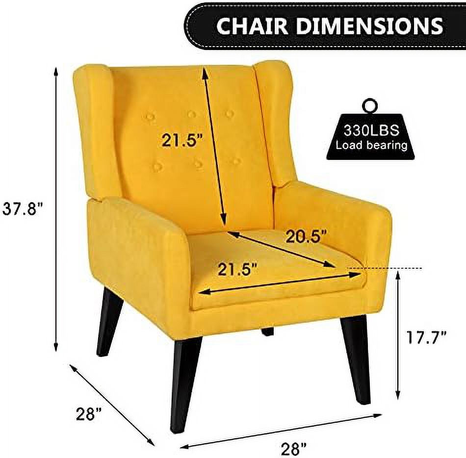 Yellow Upholstered Wingback Armchair C3467