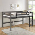 Solid Wood Twin Loft Bed Frame with Ladder, Gray S987