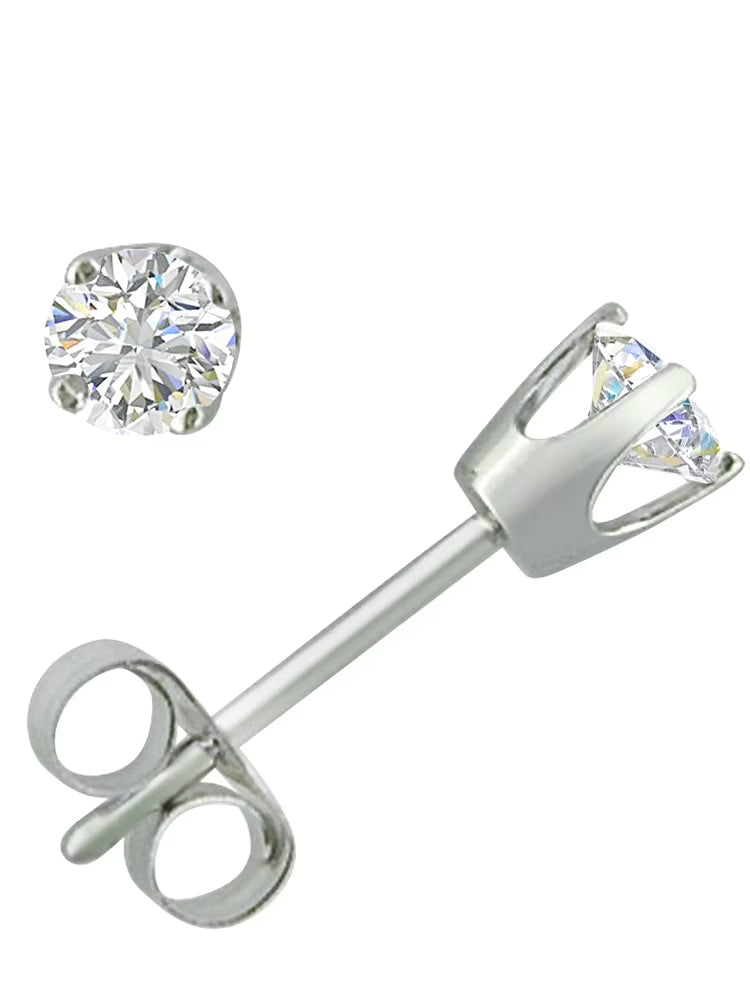 1/4ct TW Round Natural Diamond Stud Earrings in 14K White Gold F72809