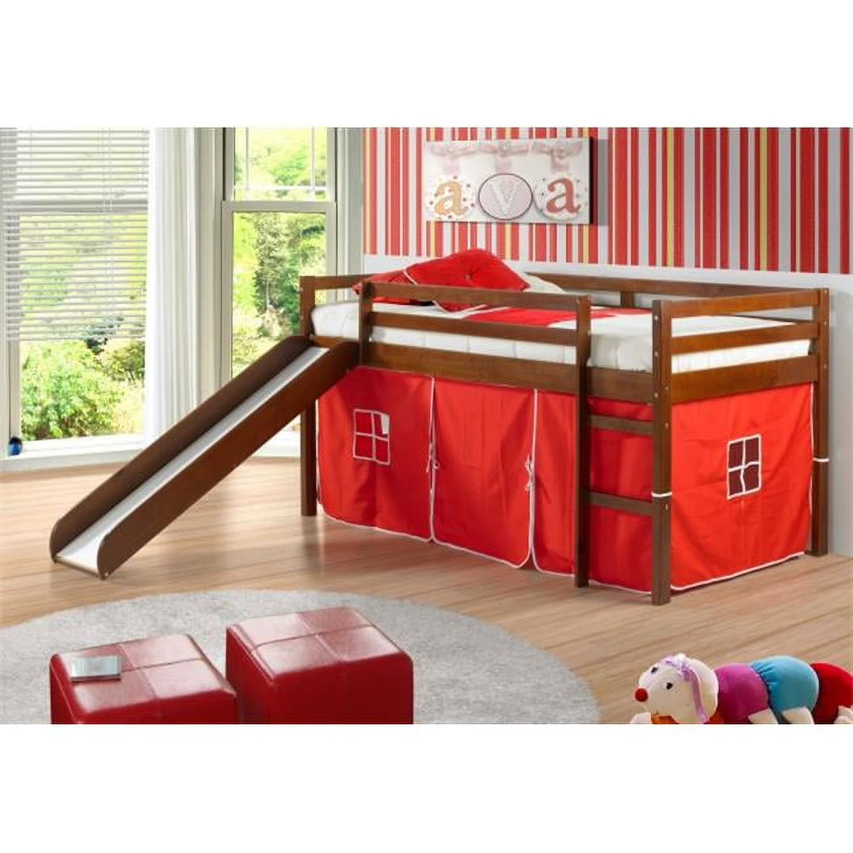 Twin Size Tent Loft with Slide & Slat-Kits Mattress Ready I967