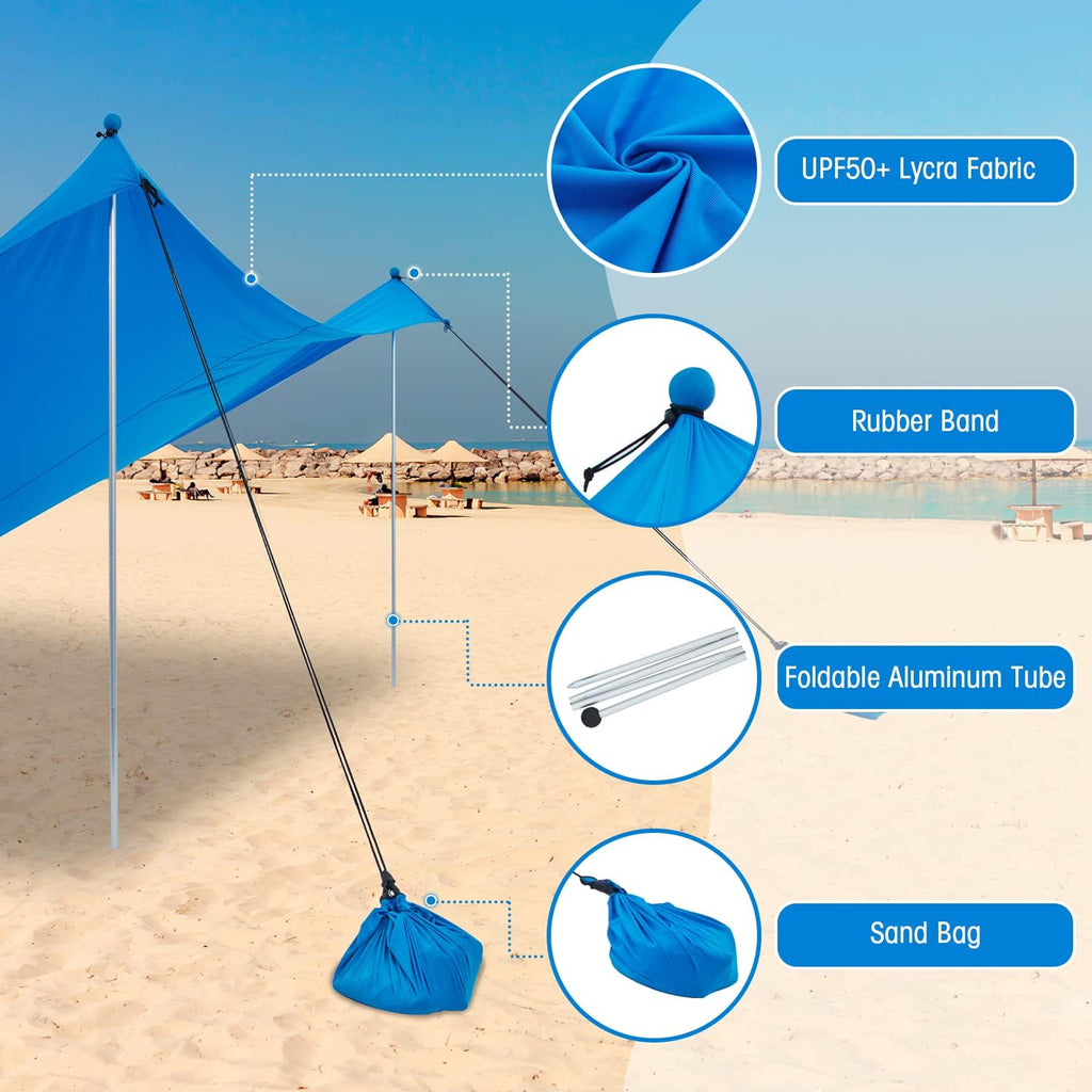 6 x 6 FT UPF50+ Pop Up Beach Tent with Carry Bag D13300