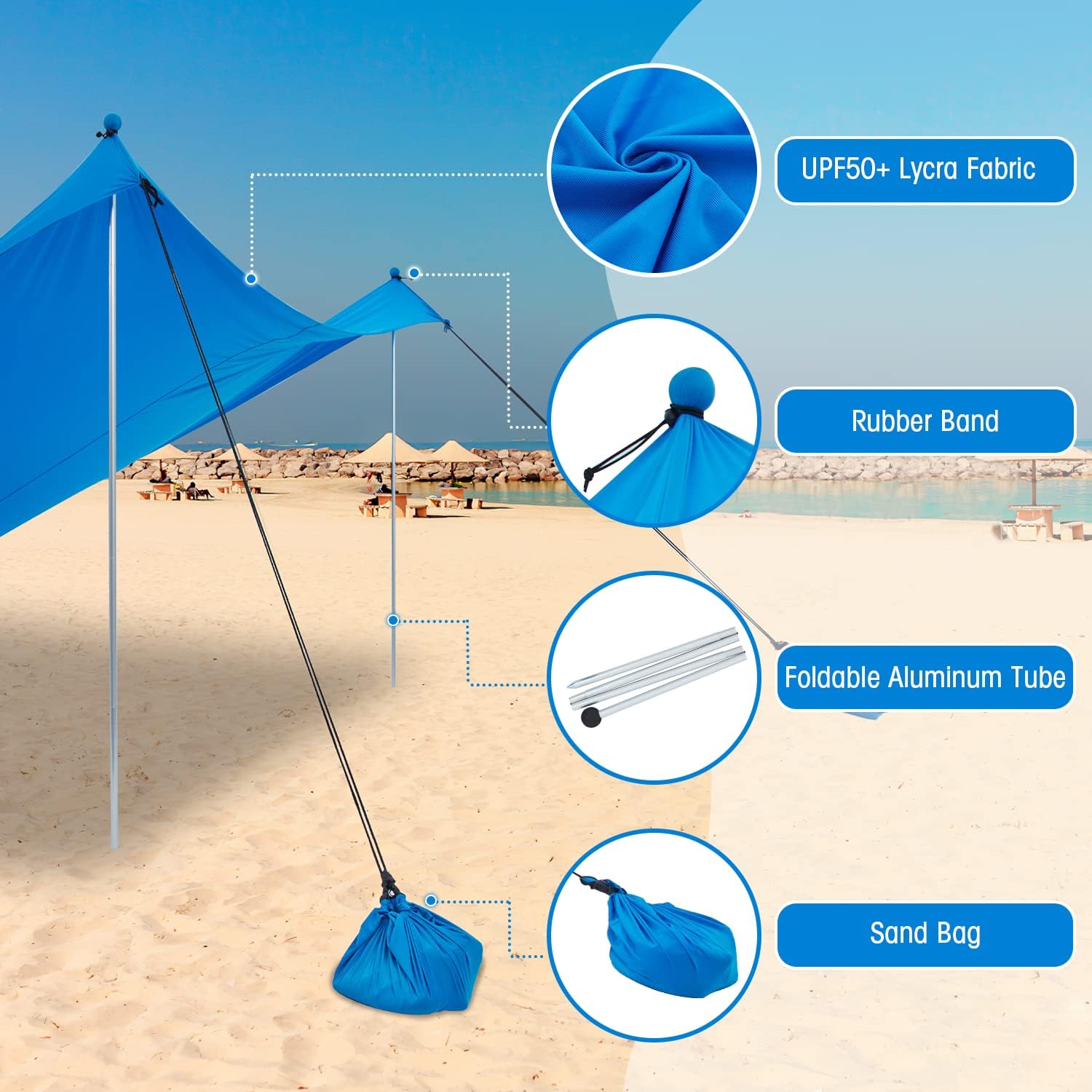 6 x 6 FT UPF50+ Pop Up Beach Tent with Carry Bag D13300