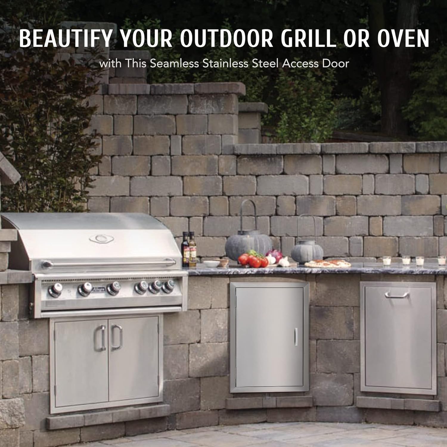 Outdoor Kitchen Doors, 304 Stainless Steel Built in Single Access Doors (17 x 24) V294028