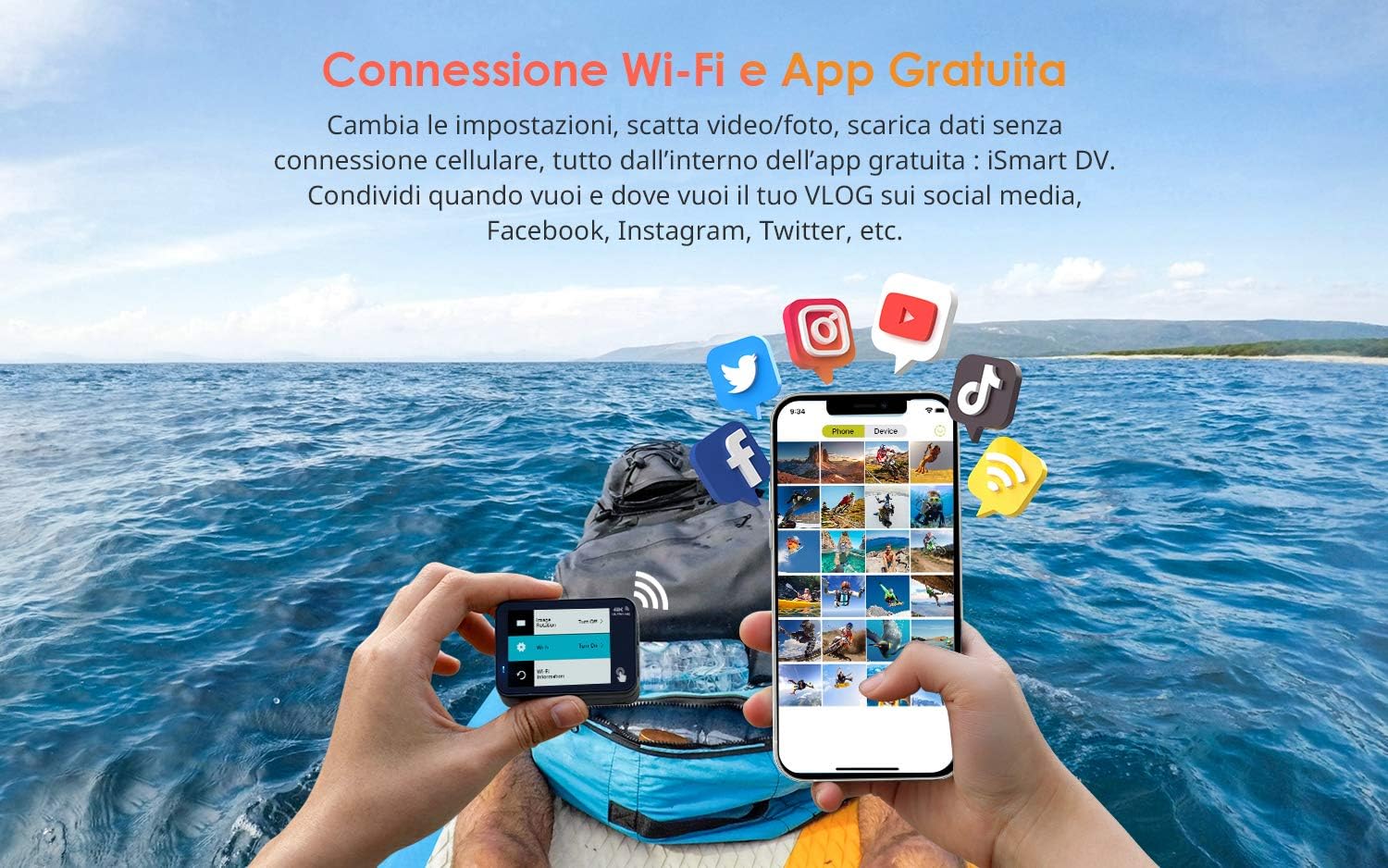 Native 4K 60fps 20MP Touch Screen Wi-Fi Action Sports Camera with 40M Waterproof Case T6701