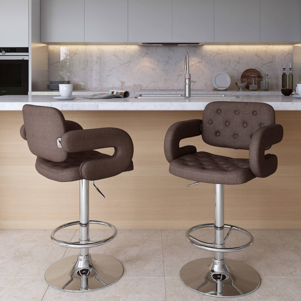 Dark Brown Fabric Barstool (Set of 2) R797