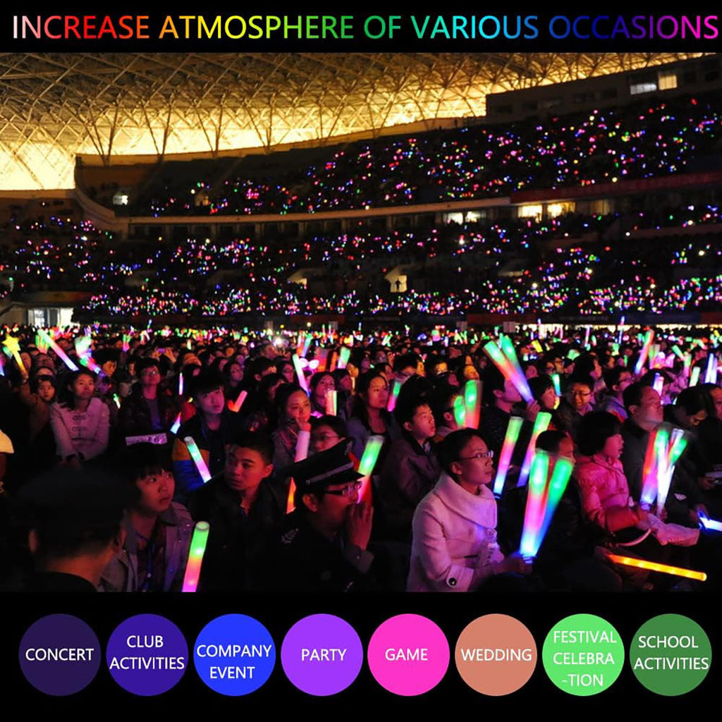 100 PCS Multicolored LED Foam Glow Sticks W4800