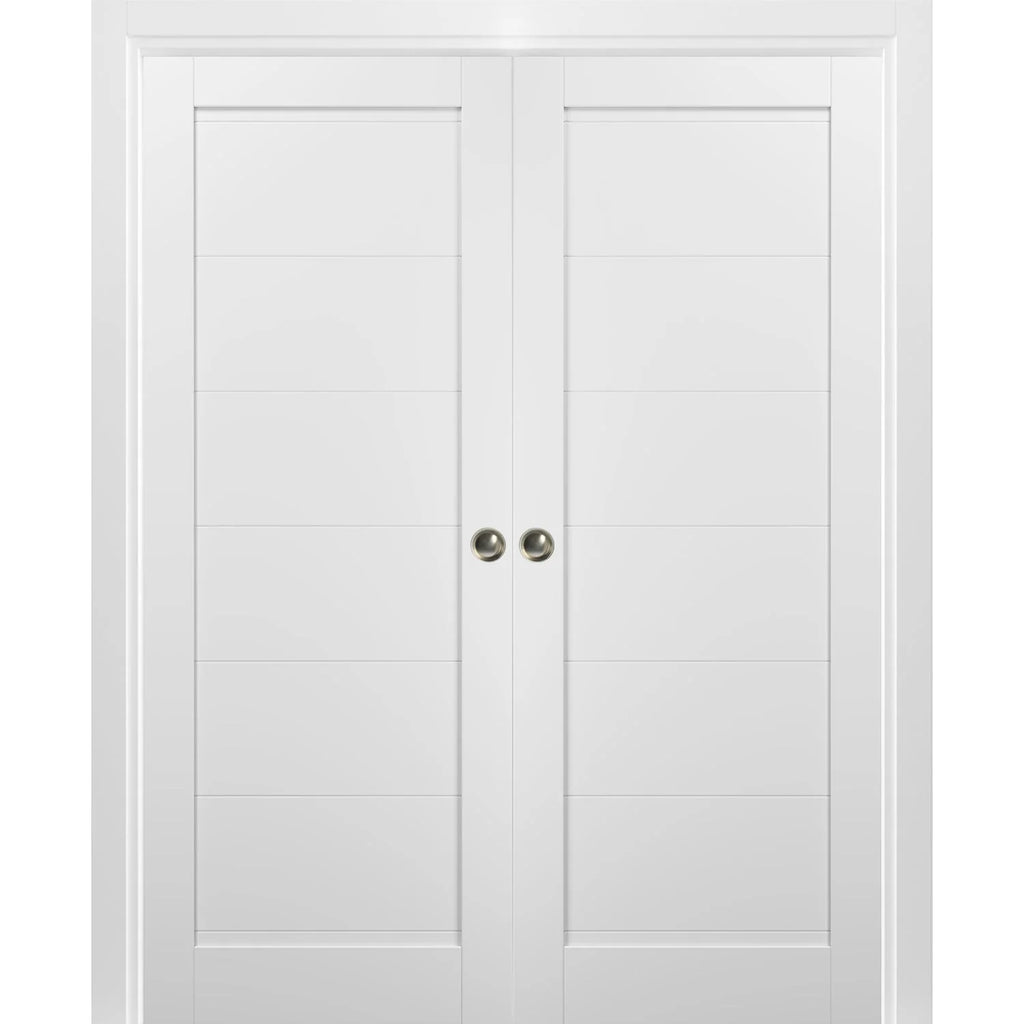 French Double Pocket Doors 48 x 96 with Frames Solid Wood Interior Sliding Closet Door X199513