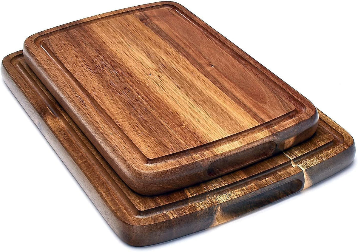 Acacia Wood Cutting Board Set of 2 with Juice Groove Q207936