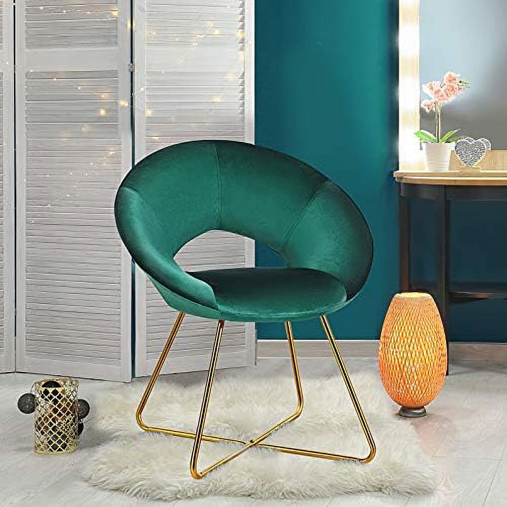 Green Velvet Accent Chair with Metal Legs H71879