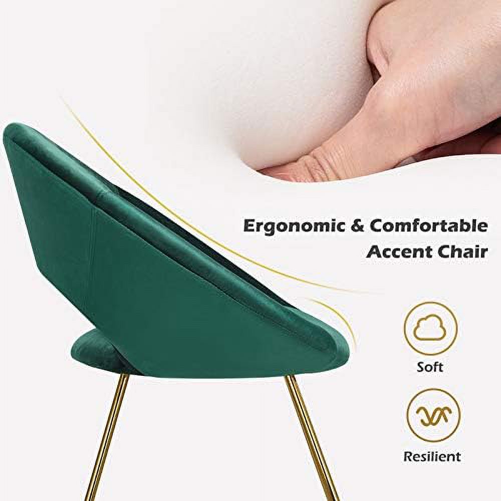 Green Velvet Accent Chair with Metal Legs H71879