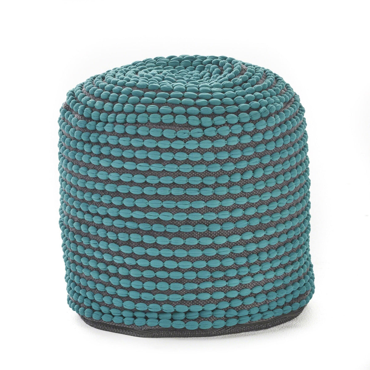 Green Handcrafted Fabric Ottoman Pouf K91908