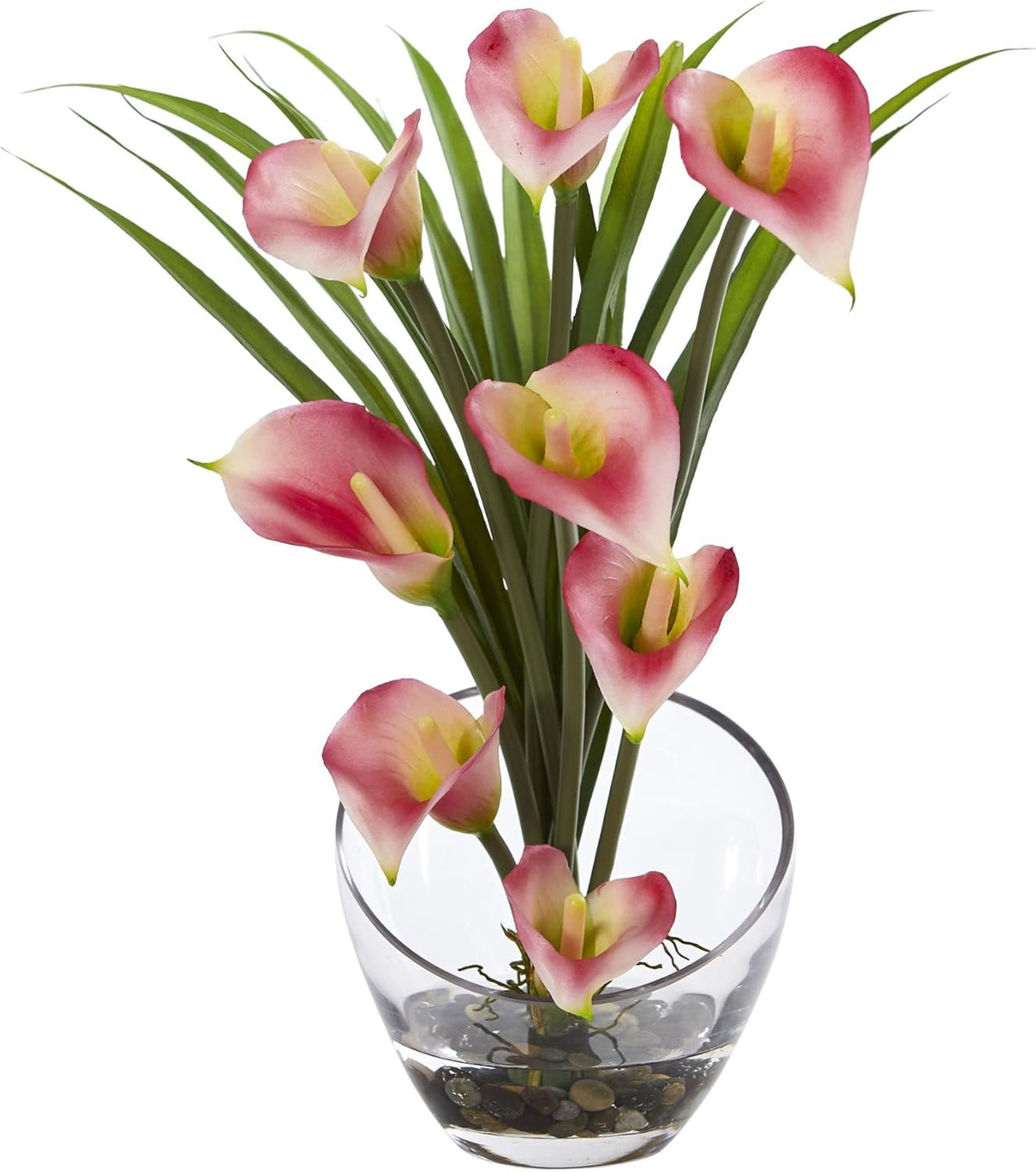 Pink Calla Lily and Grass in Vase Z6494