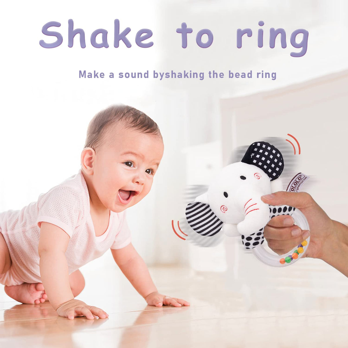 Baby Soft Rattles Teether Plush Rings for Infants 0 3 6 Months G4296
