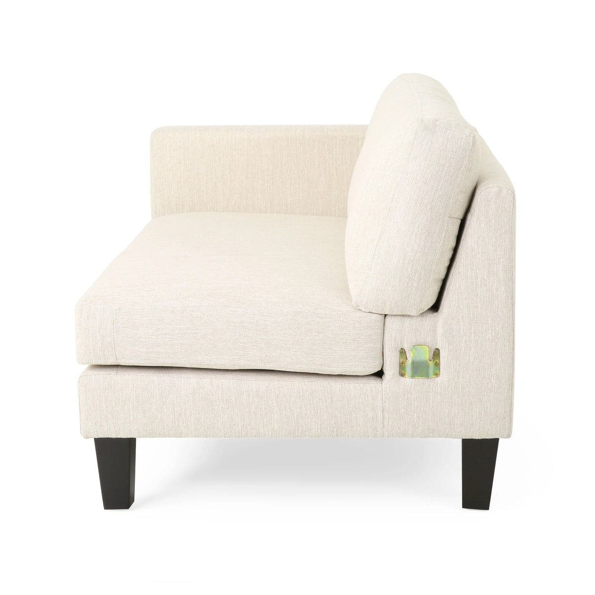 Beige and Dark Brown Fabric 4 Seater Sofa with Accent Throw Pillow Y485