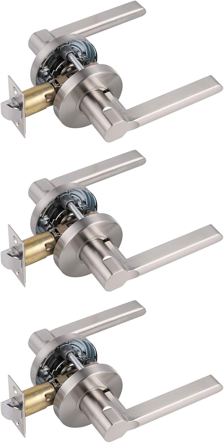 5 Pack Brushed Nickel Passage Door Levers J33164
