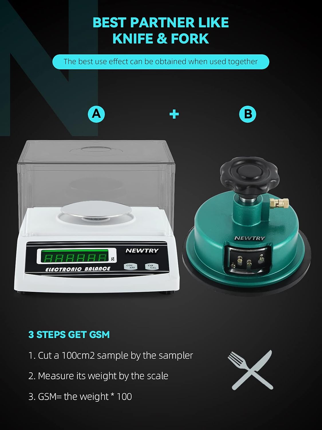 1000g/0.01g Electronic Fabric GSM Scale with Disc Sampler Cloth Cutter F37502