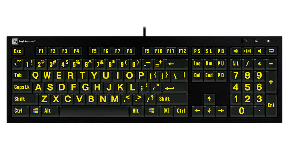 Yellow on Black American English Keyboard L730