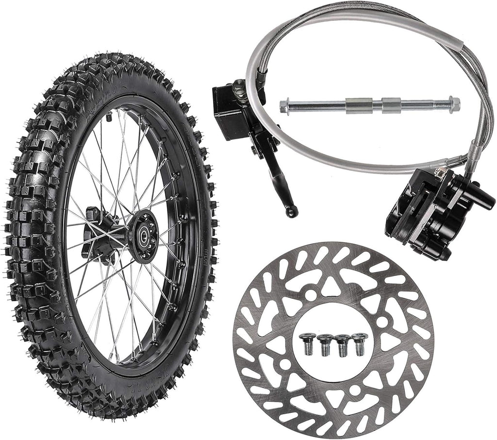 70/100-17 Front Wheel Tire Rim with Brake Disc Rotor and Hydraulic Disc Brake Caliper Set B248