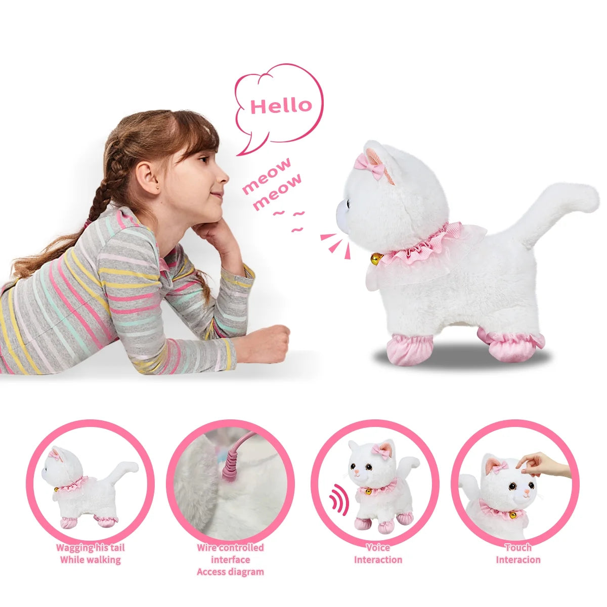 Interactive Plush Pet Cat with Remote Control Leash X72550