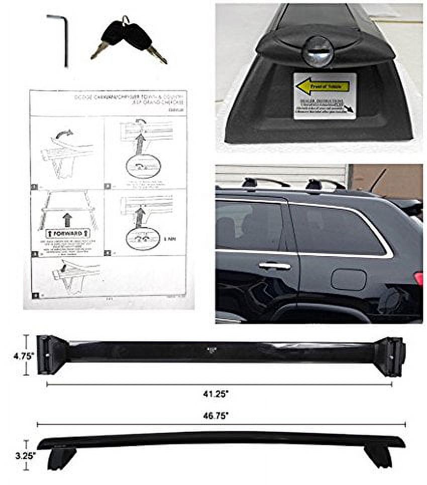 Black Aluminum Roof Top Rail Rack Cross Bar Pair Y24988