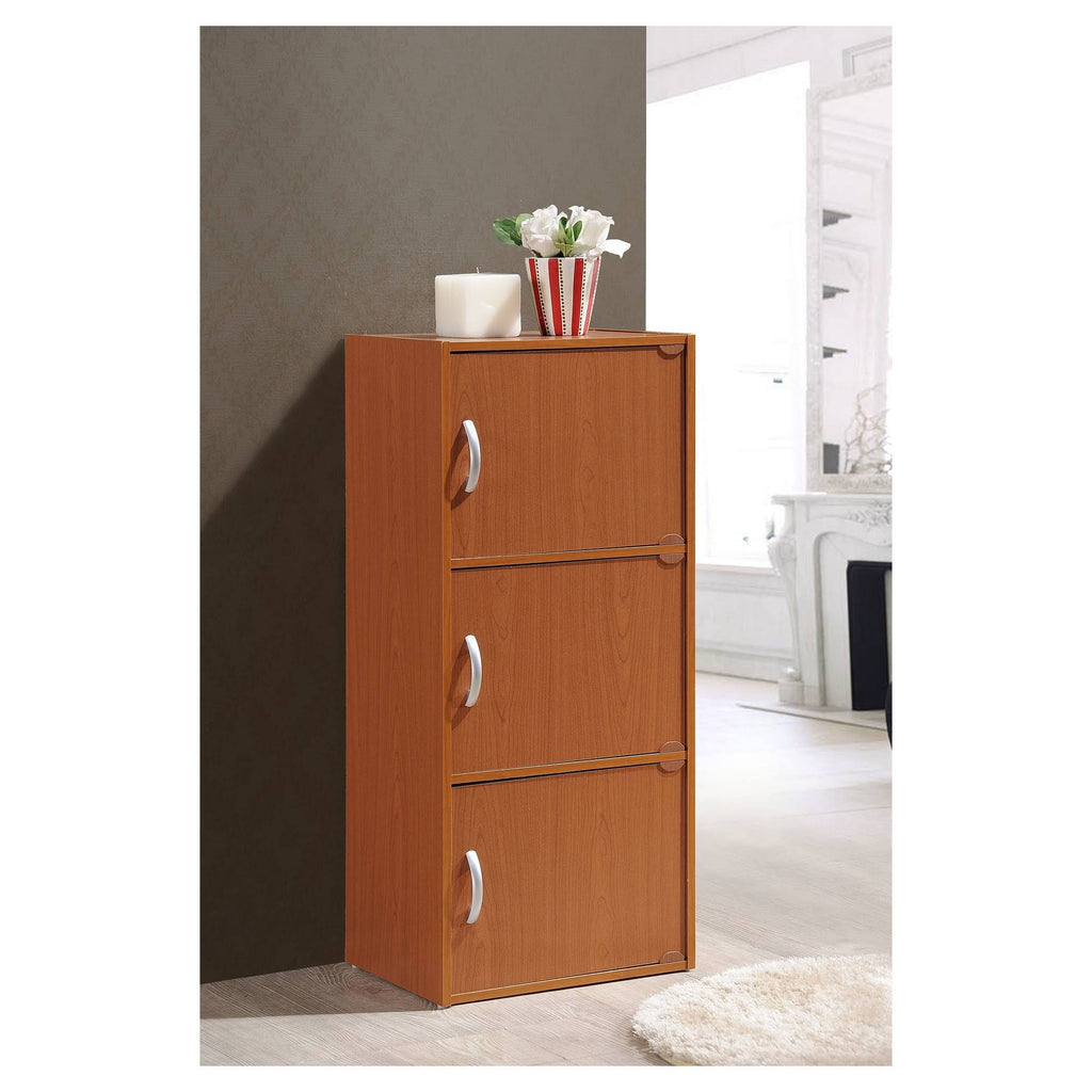 Cherry 3 Shelf 3 Door Bookcase W8019