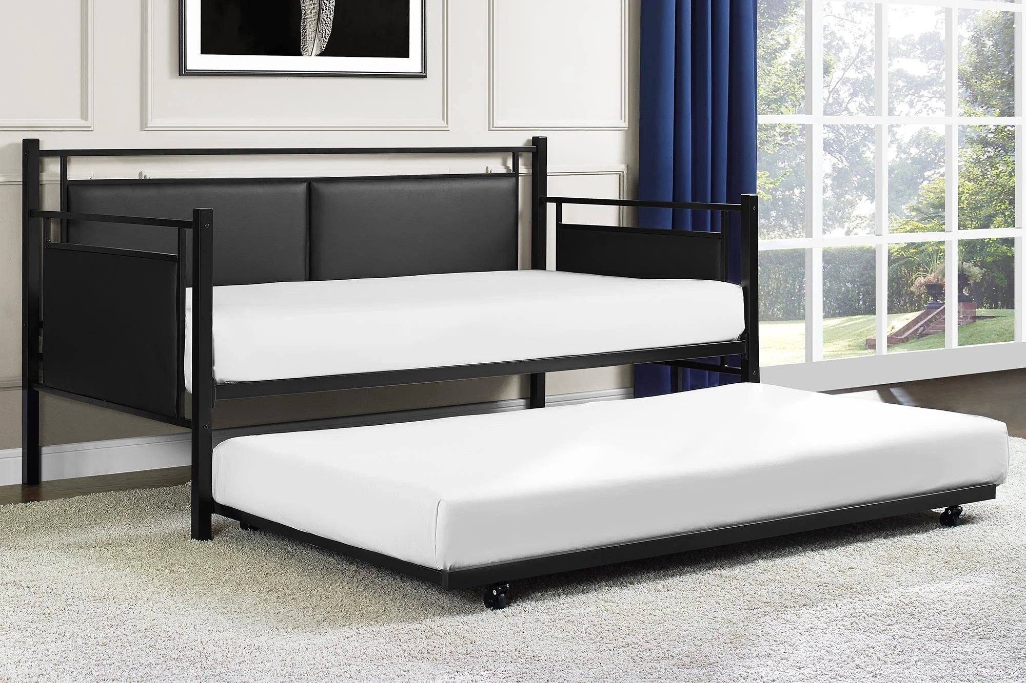 Twin Metal and Upholstered Daybed with Trundle X5344