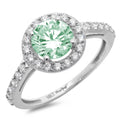 14k White Gold Simulated Green Diamond Engagement Ring G80354
