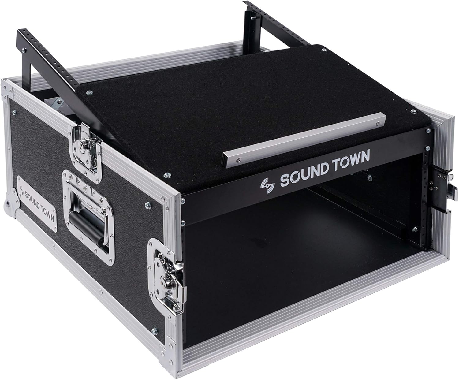 4U PA DJ Rack Road Case with 11U Slant Mixer Top, 20’’ Rackable Depth, 4-Space Size J523