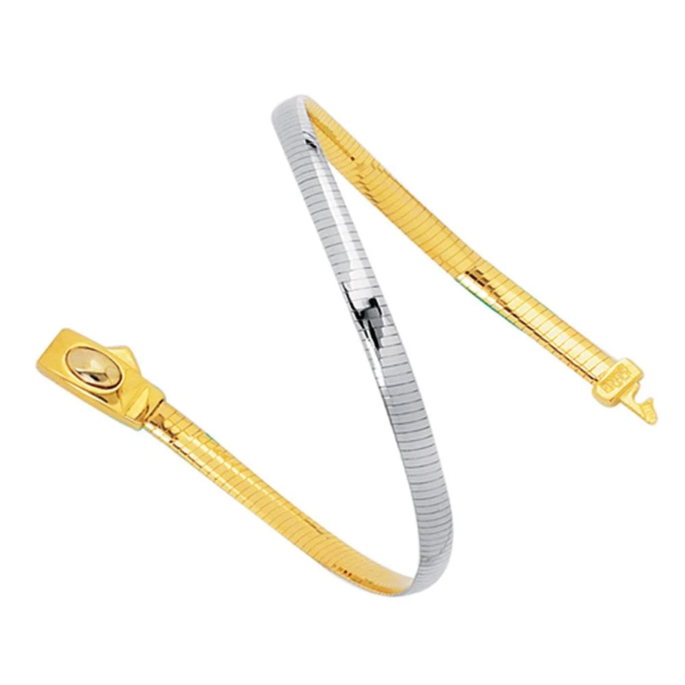 14k Yellow & White Gold Reversible Omega Necklace 16" Y75470