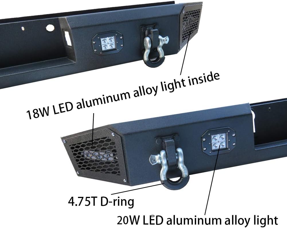 Black Texture Rear Bumper with 4 LED Lights N49208