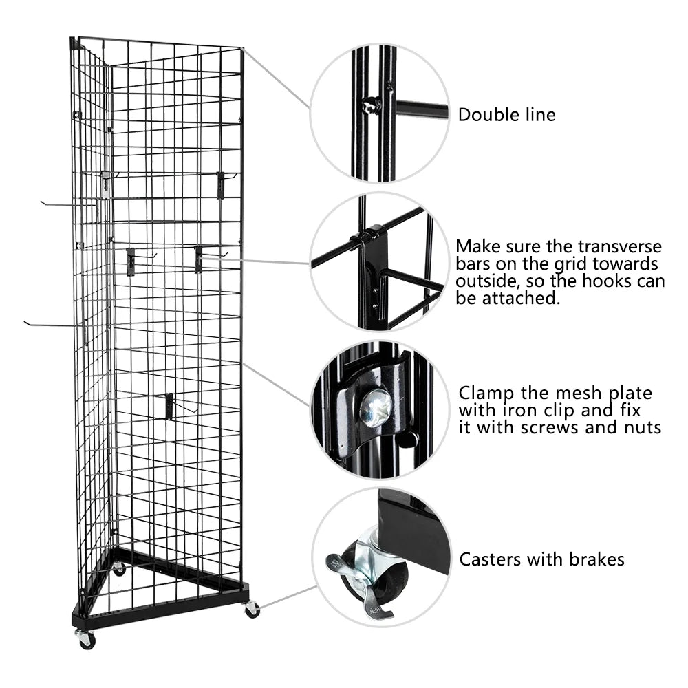 Triangle Wire Grid Panel Tower with Base and Casters X782188