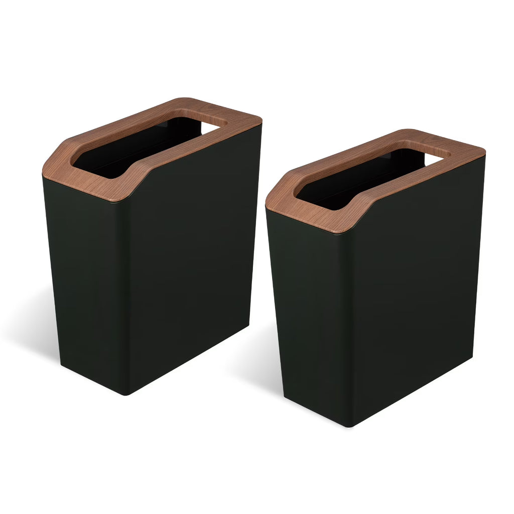 Green 2 Pack Slim Plastic Trash Can with Open Top W419