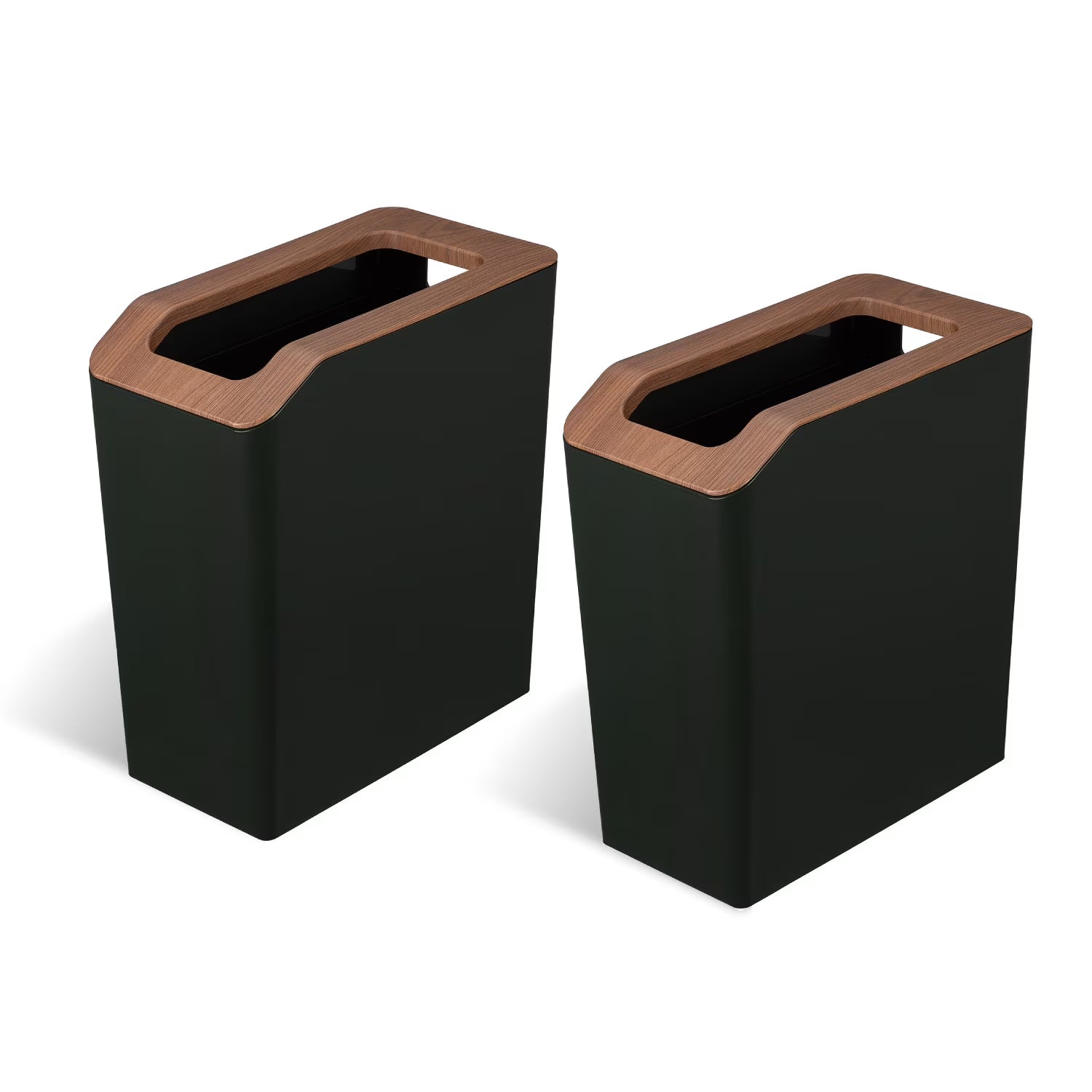 Green 2 Pack Slim Plastic Trash Can with Open Top W419