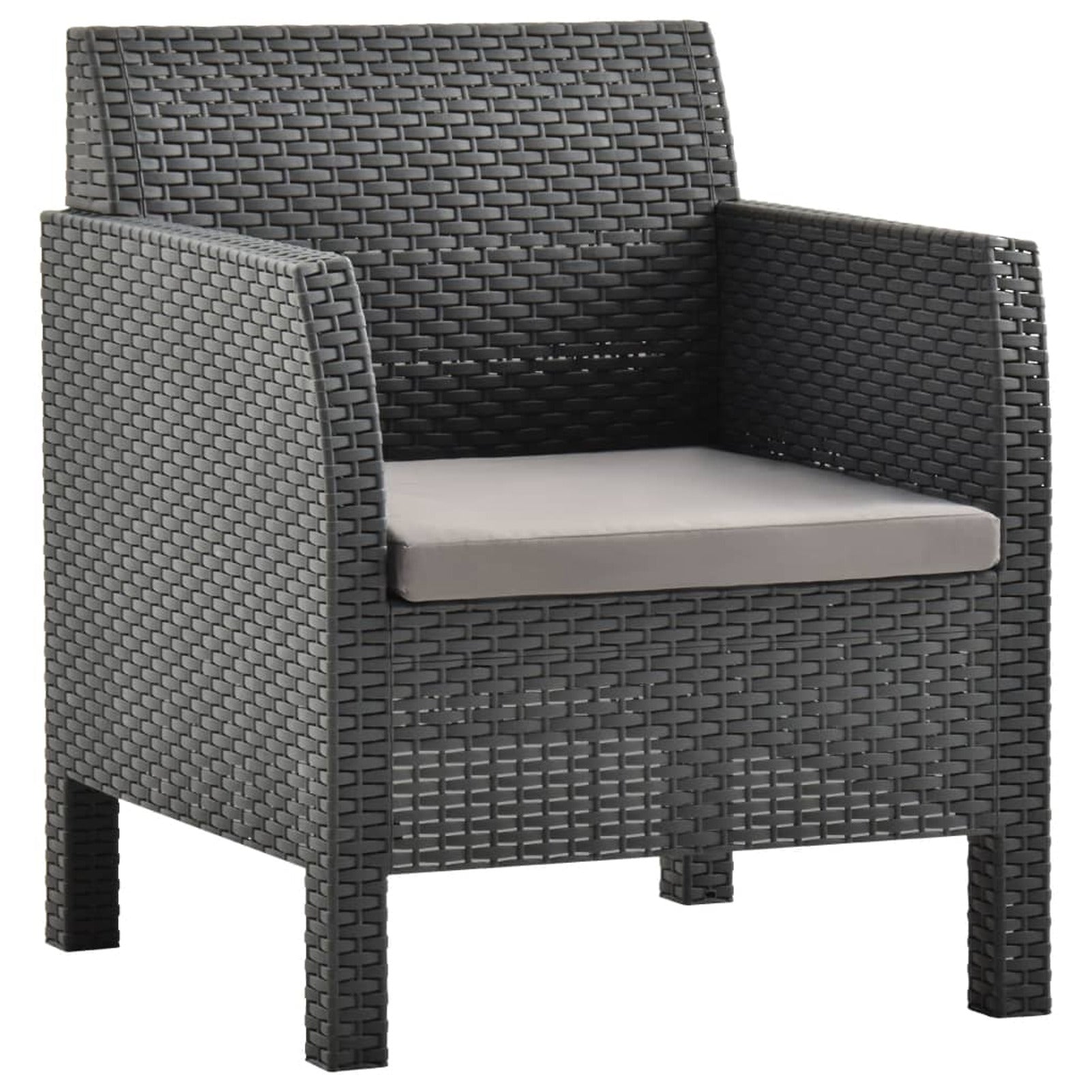 2 Piece Patio Lounge Set with Cushions Sofa Chair Coffee Table PP Rattan Anthracite Outdoor Sectional Sofa Set J95171