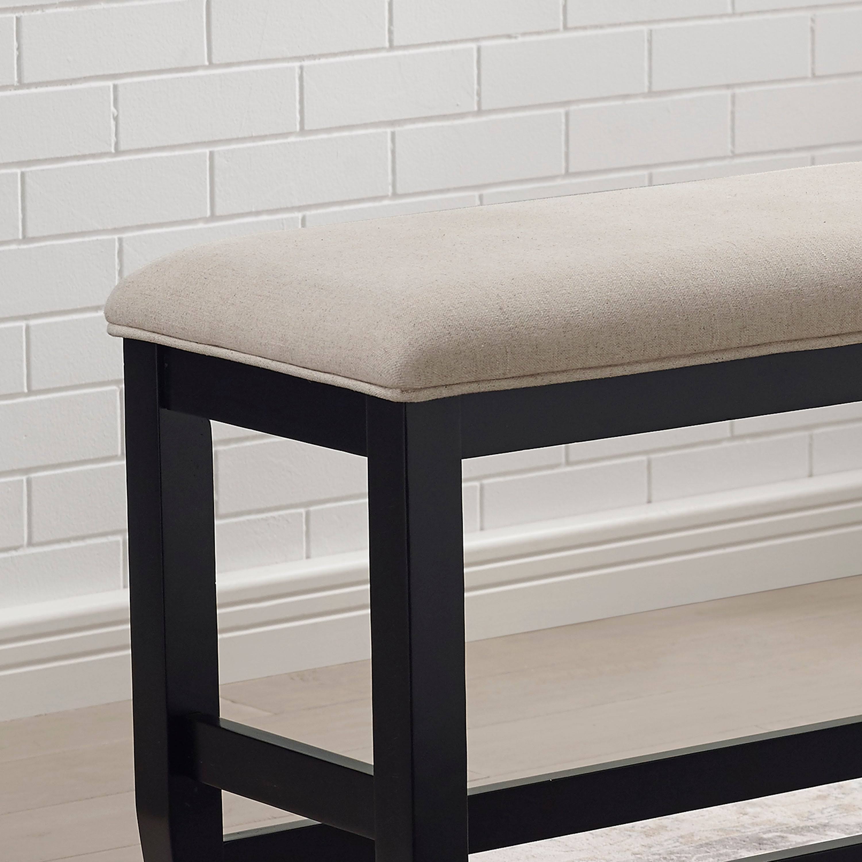Counter Height Dining Bench Brown Cherry Dark Grey Fabric H69978