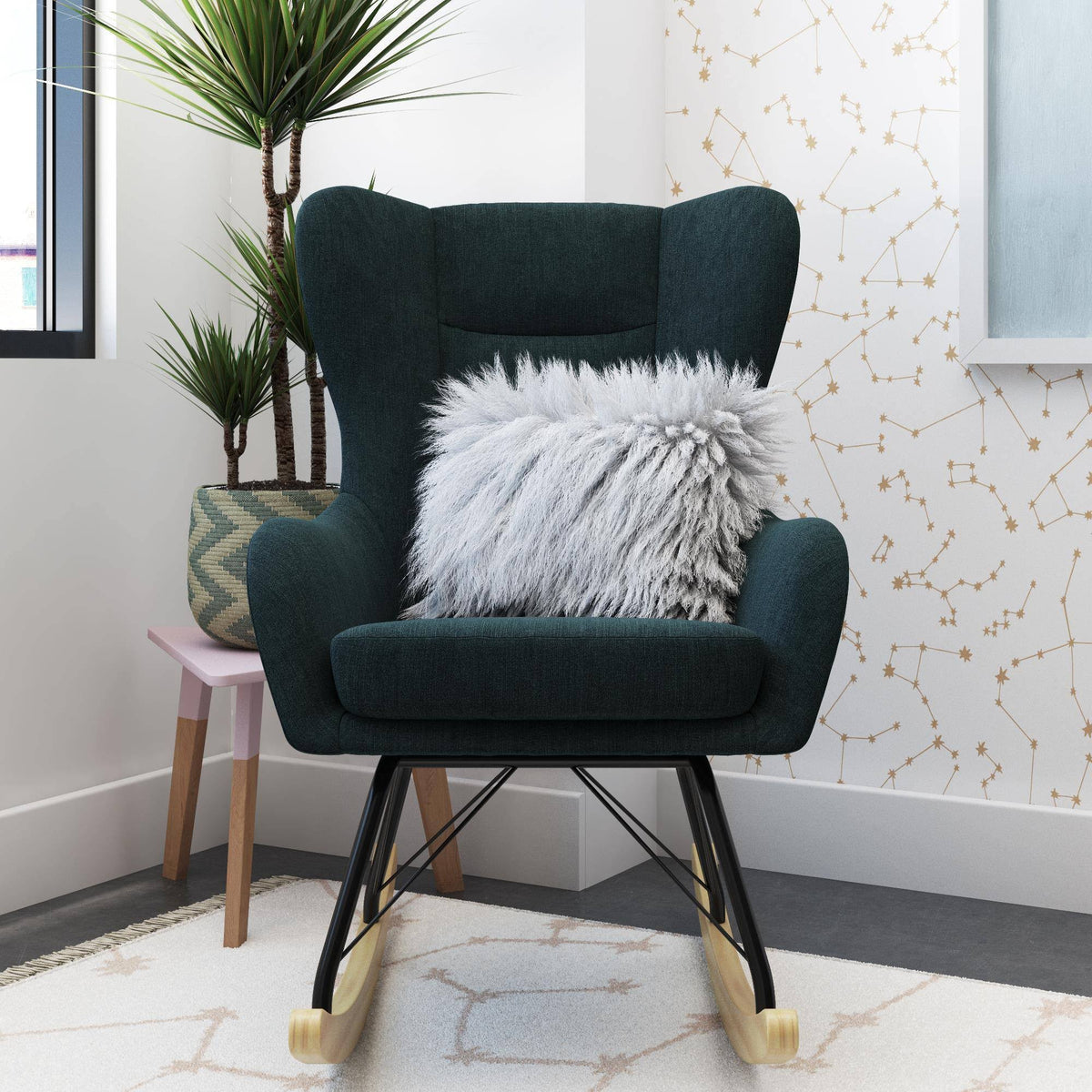 Blue Wingback Rocker C59848