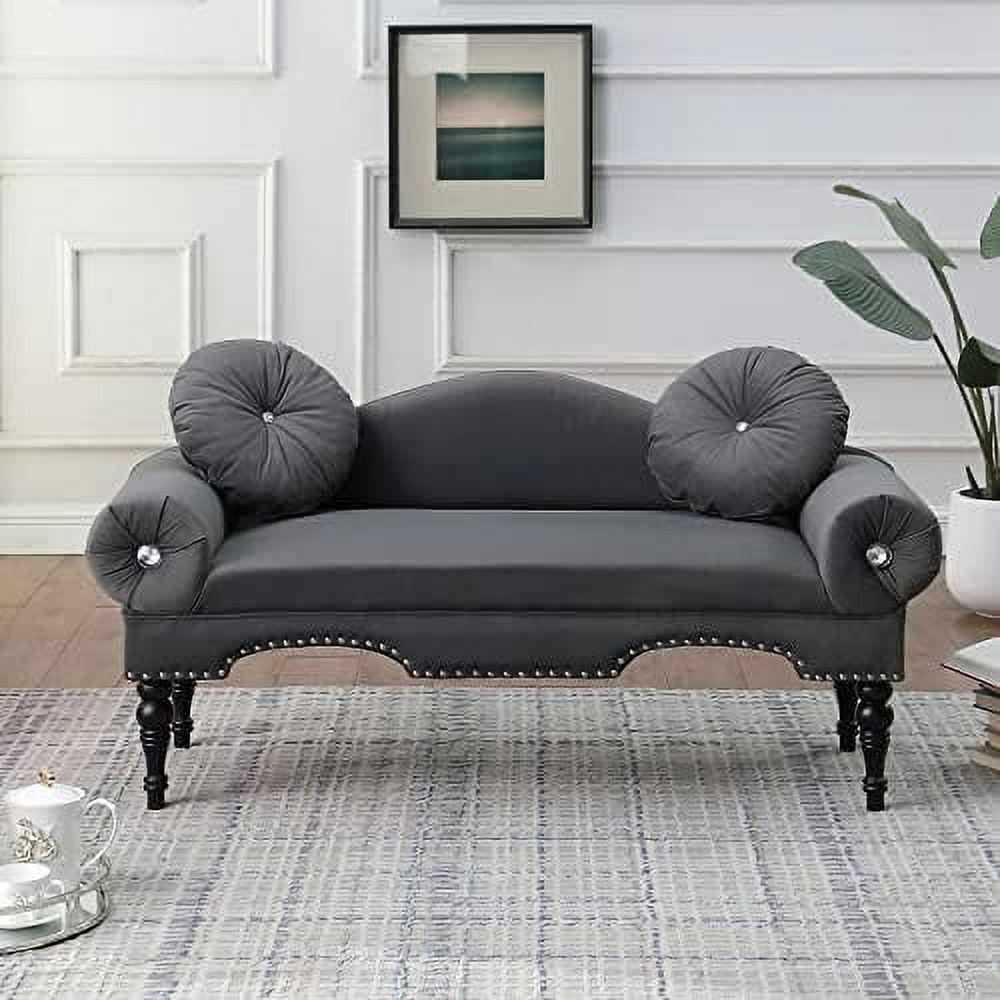 54" Velvet Tufted 2 Seater Loveseat Sofa with 2 Pillows Z81901