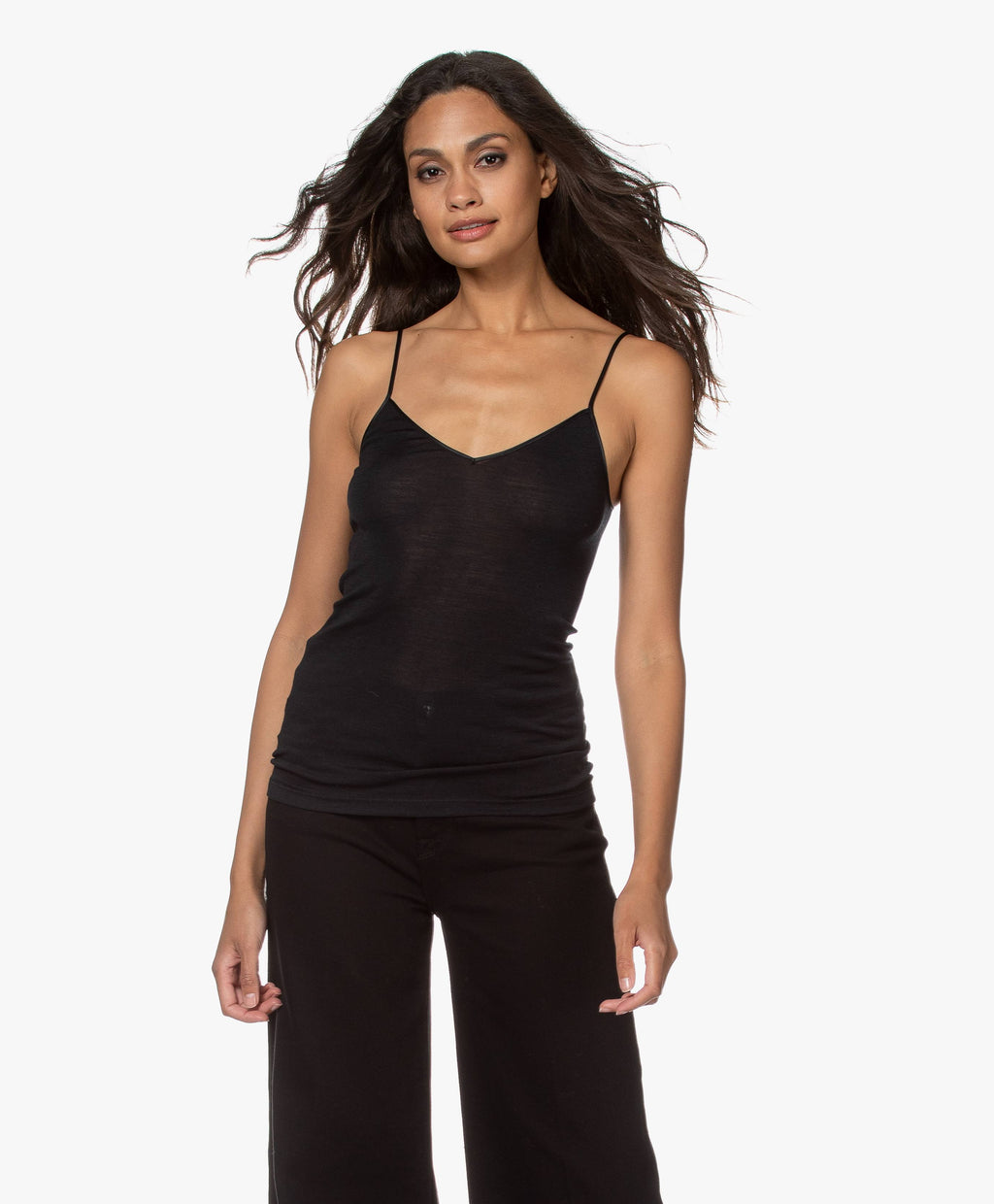 Black Woolen Silk Camisole R687