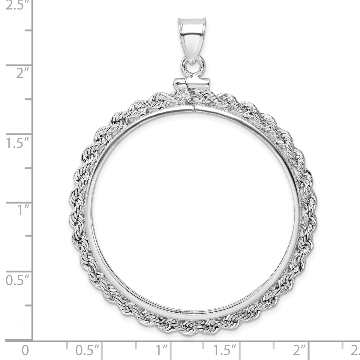 Sterling Silver Rope Coin Bezel Pendant with Rope Chain Necklace 18" M72817