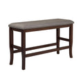 Counter Height Dining Bench Brown Cherry Dark Grey Fabric H69978