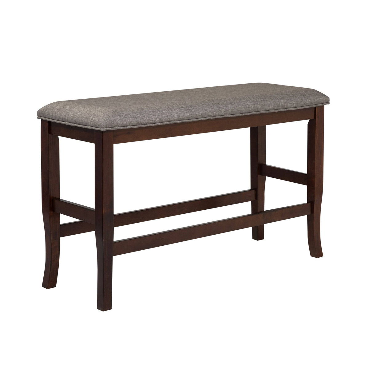 Counter Height Dining Bench Brown Cherry Dark Grey Fabric H69978
